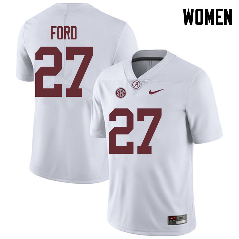 Women #27 Jerome Ford Alabama Crimson Tide College Football Jerseys Sale-White